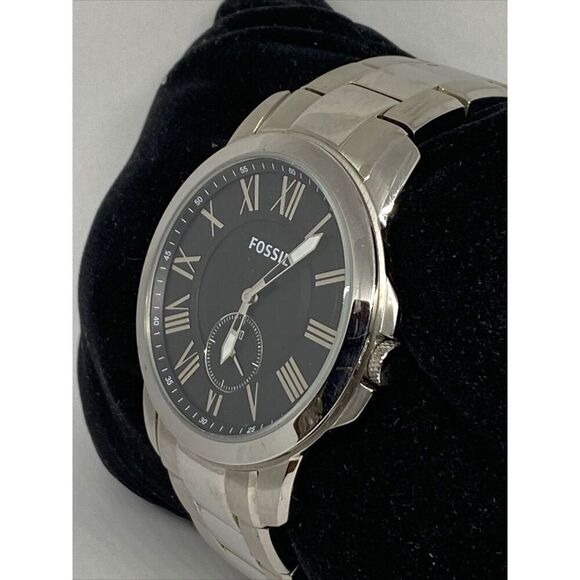 Fossil Grant FS4973 Men's Stainless Steel Analog Black Dial Quartz Watch XR914 - Picture 4 of 12